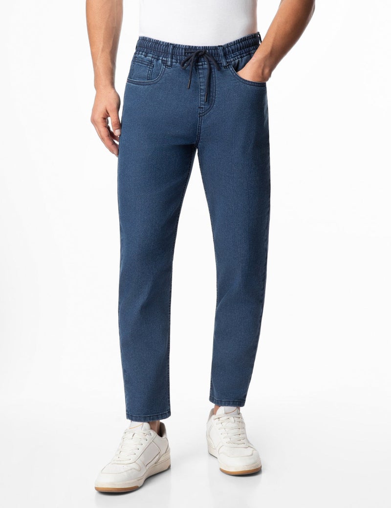 inkd جينز رياضي للرجال - متوسط الارتفاع | مزيج القطن | قماش قابل للتمدد| حزام الخصر المطاطي | تصميم كلاسيك 5 بوكيتيب | جينز للرجال - Image 1